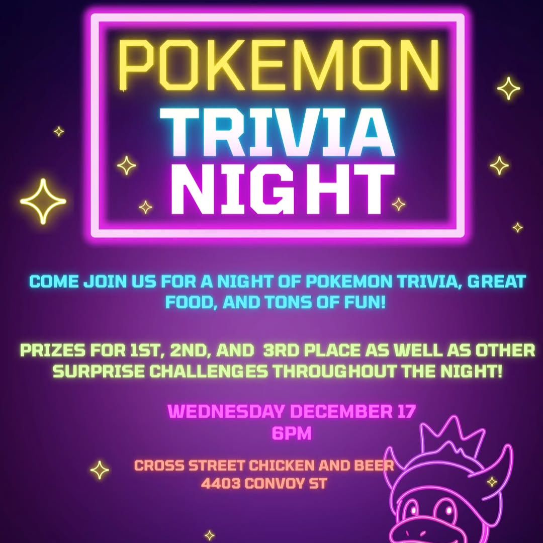 Pokémon Trivia Night at Cross Street Chicken and Beer